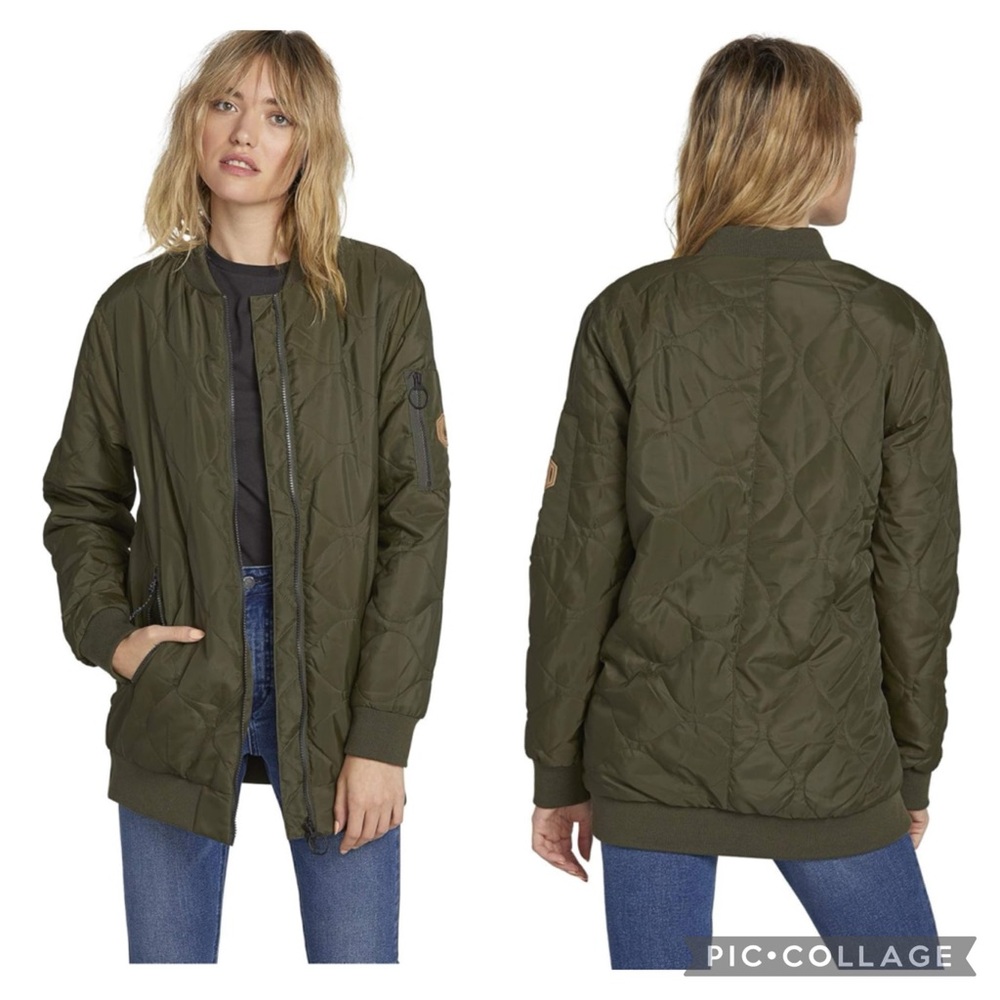 Volcom Women's Longline Bomber Snow Jacket, Forest